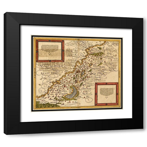 Holy Land and the Twelve Tribes Black Modern Wood Framed Art Print with Double Matting by Vintage Maps