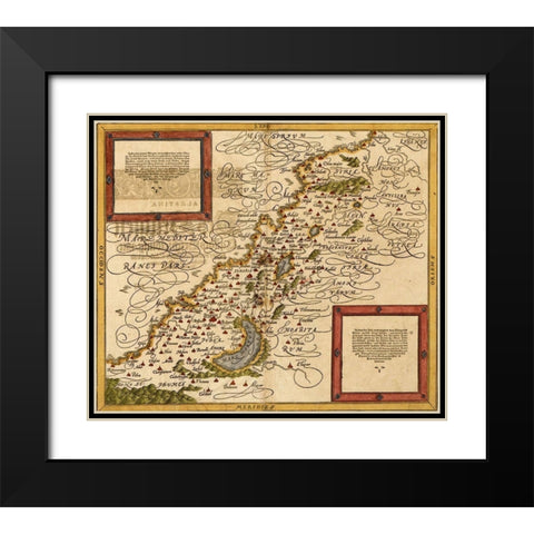 Holy Land and the Twelve Tribes Black Modern Wood Framed Art Print with Double Matting by Vintage Maps
