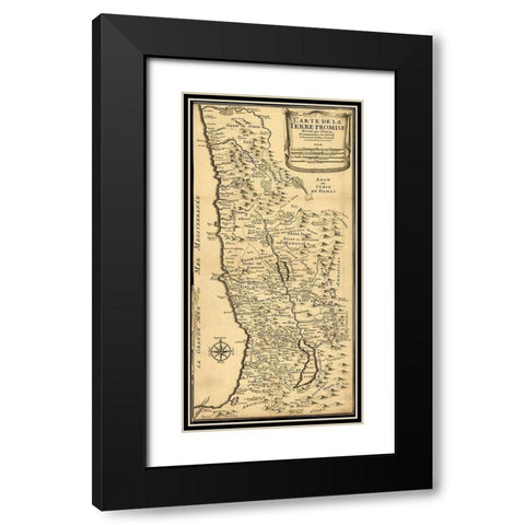 Map of the Promised Land Black Modern Wood Framed Art Print with Double Matting by Vintage Maps