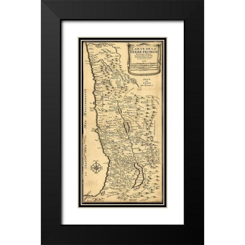 Map of the Promised Land Black Modern Wood Framed Art Print with Double Matting by Vintage Maps