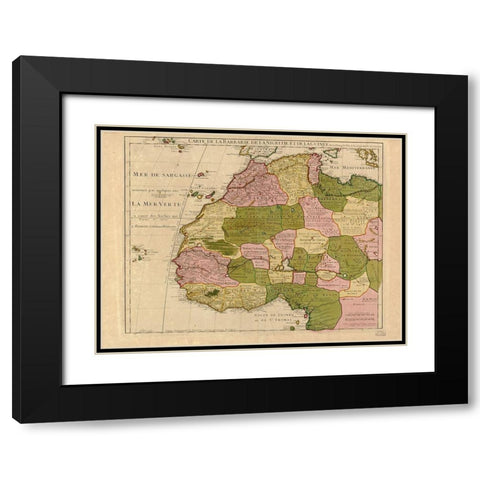 Map of Barbary and Black Africa and Guinee Black Modern Wood Framed Art Print with Double Matting by Vintage Maps