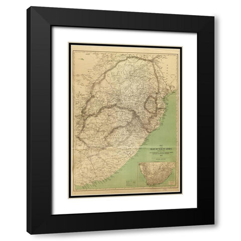 Seat of War in Africa 1899 Black Modern Wood Framed Art Print with Double Matting by Vintage Maps