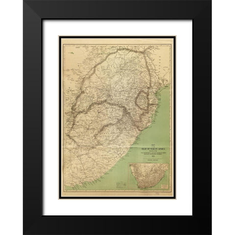 Seat of War in Africa 1899 Black Modern Wood Framed Art Print with Double Matting by Vintage Maps