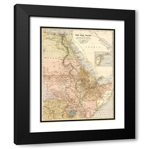 Nile River Valley 1910 Black Modern Wood Framed Art Print with Double Matting by Vintage Maps