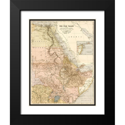 Nile River Valley 1910 Black Modern Wood Framed Art Print with Double Matting by Vintage Maps