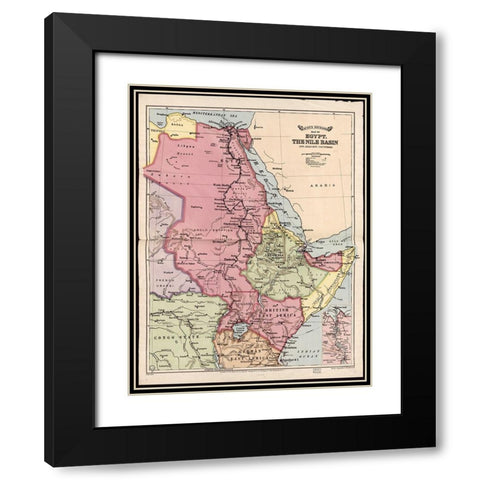 Nile Basin 1916 Black Modern Wood Framed Art Print with Double Matting by Vintage Maps