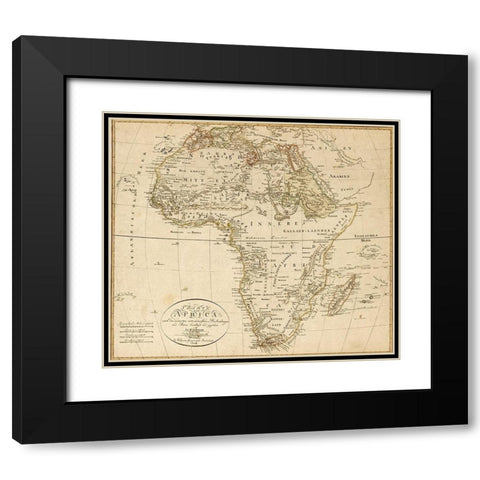 Africa 1804 Black Modern Wood Framed Art Print with Double Matting by Vintage Maps