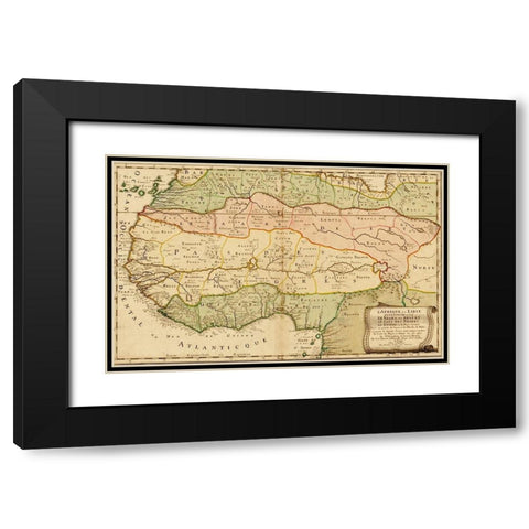 West Africa 1679 Black Modern Wood Framed Art Print with Double Matting by Vintage Maps