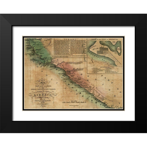 Sierra Leone and Liberia Black Modern Wood Framed Art Print with Double Matting by Vintage Maps