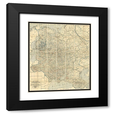 Russia in 1918 during WWI Black Modern Wood Framed Art Print with Double Matting by Vintage Maps