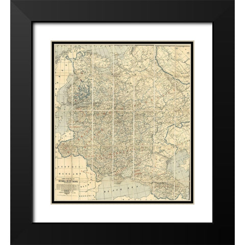 Russia in 1918 during WWI Black Modern Wood Framed Art Print with Double Matting by Vintage Maps