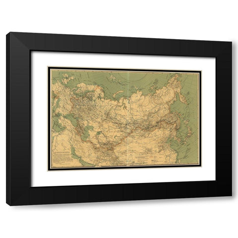 Imperial Russia 1916 Black Modern Wood Framed Art Print with Double Matting by Vintage Maps