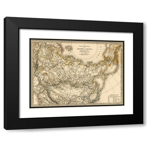 Imperial Russia 1876 Black Modern Wood Framed Art Print with Double Matting by Vintage Maps