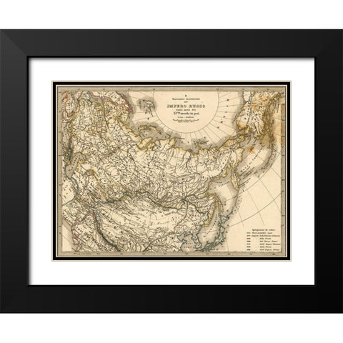 Imperial Russia 1876 Black Modern Wood Framed Art Print with Double Matting by Vintage Maps