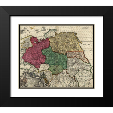 Moscovy Imperial Russia Black Modern Wood Framed Art Print with Double Matting by Vintage Maps