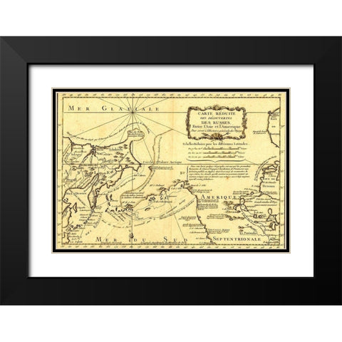 Russia enters the Americas Black Modern Wood Framed Art Print with Double Matting by Vintage Maps