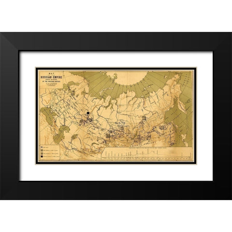 Precious Metals in Imperial Russia 1890 Black Modern Wood Framed Art Print with Double Matting by Vintage Maps