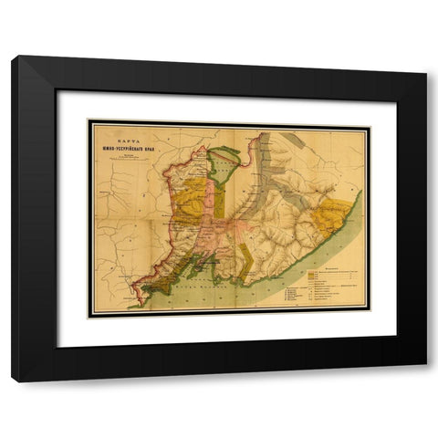 Settlement of the Issuri Region of Russia Siberia Black Modern Wood Framed Art Print with Double Matting by Vintage Maps