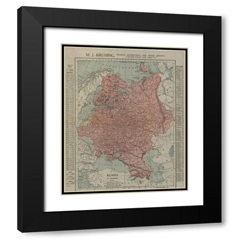 Russian Empire 1913 Black Modern Wood Framed Art Print with Double Matting by Vintage Maps