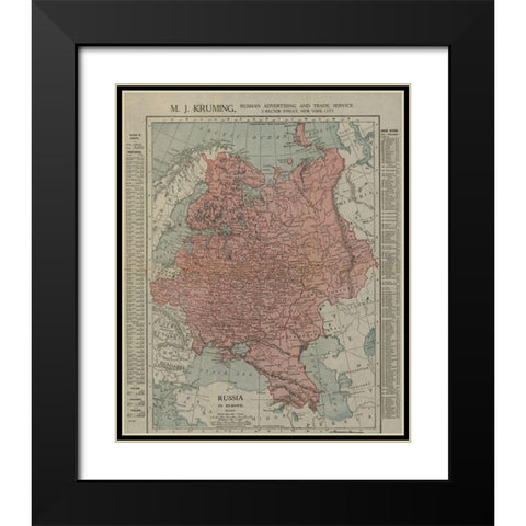 Russian Empire 1913 Black Modern Wood Framed Art Print with Double Matting by Vintage Maps