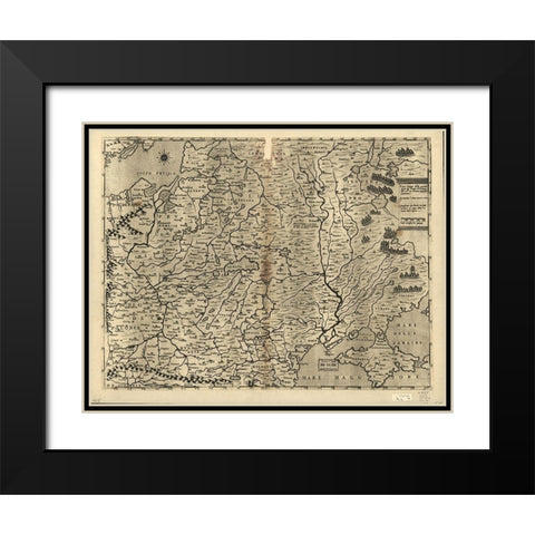Poland 1568 Black Modern Wood Framed Art Print with Double Matting by Vintage Maps