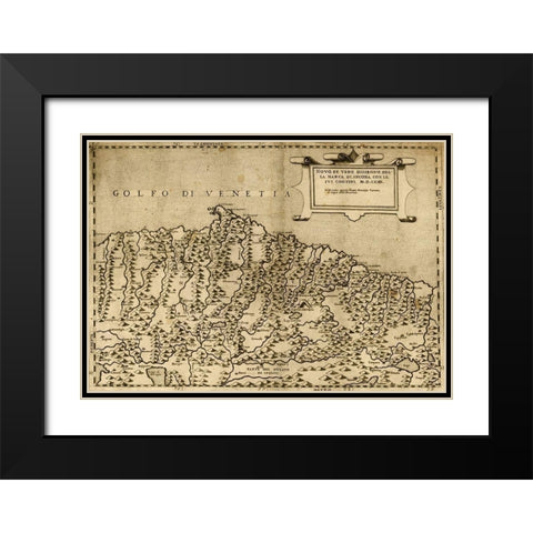 Ancona Italy 1568 Black Modern Wood Framed Art Print with Double Matting by Vintage Maps