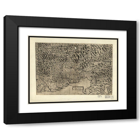 Fruili 1568 Black Modern Wood Framed Art Print with Double Matting by Vintage Maps