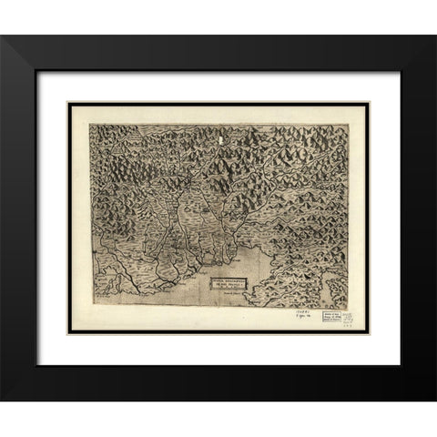 Fruili 1568 Black Modern Wood Framed Art Print with Double Matting by Vintage Maps