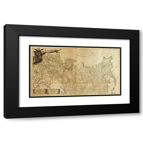 Map of Imperial Russia 1745 Black Modern Wood Framed Art Print with Double Matting by Vintage Maps