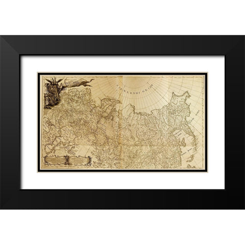 Map of Imperial Russia 1745 Black Modern Wood Framed Art Print with Double Matting by Vintage Maps