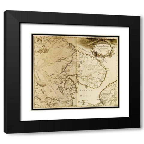 Russian Lappland 1745 Black Modern Wood Framed Art Print with Double Matting by Vintage Maps