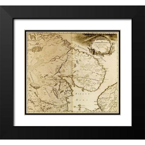 Russian Lappland 1745 Black Modern Wood Framed Art Print with Double Matting by Vintage Maps