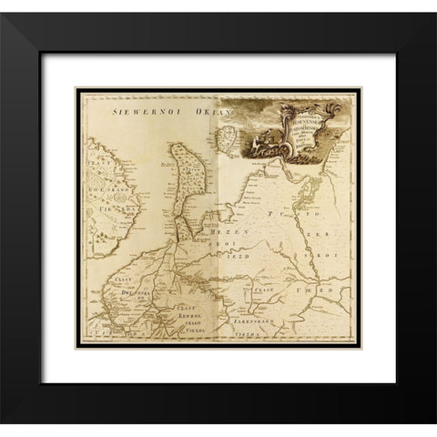 European Russia 1745 Black Modern Wood Framed Art Print with Double Matting by Vintage Maps