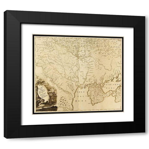Russian Tartary 1745 Black Modern Wood Framed Art Print with Double Matting by Vintage Maps