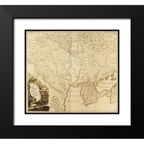 Russian Tartary 1745 Black Modern Wood Framed Art Print with Double Matting by Vintage Maps