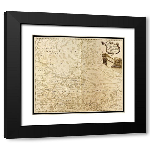 Russia 1745 Black Modern Wood Framed Art Print with Double Matting by Vintage Maps