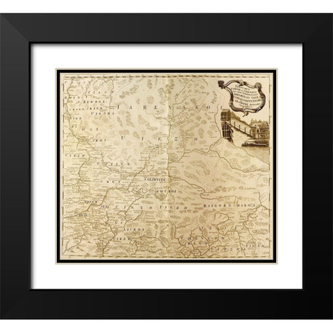 Russia 1745 Black Modern Wood Framed Art Print with Double Matting by Vintage Maps