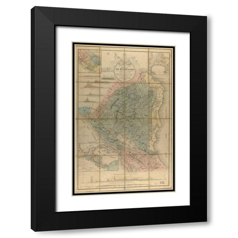 Nicaragua Isthmus Canal 1855 Black Modern Wood Framed Art Print with Double Matting by Vintage Maps