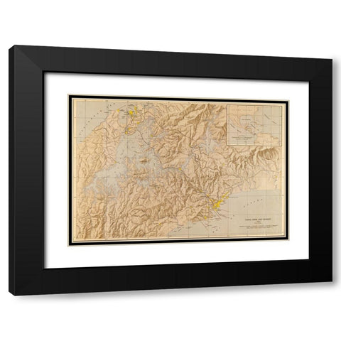 Panama Canal Zone 1947 Black Modern Wood Framed Art Print with Double Matting by Vintage Maps