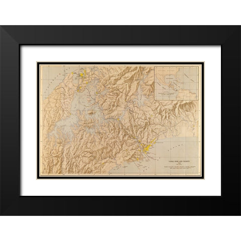 Panama Canal Zone 1947 Black Modern Wood Framed Art Print with Double Matting by Vintage Maps