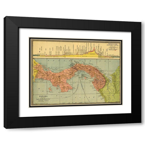 Panama Canal Zone 1904 Black Modern Wood Framed Art Print with Double Matting by Vintage Maps