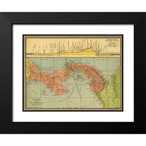 Panama Canal Zone 1904 Black Modern Wood Framed Art Print with Double Matting by Vintage Maps