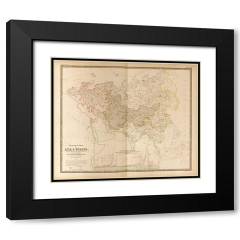 River Systems of Asia and Europe Black Modern Wood Framed Art Print with Double Matting by Vintage Maps