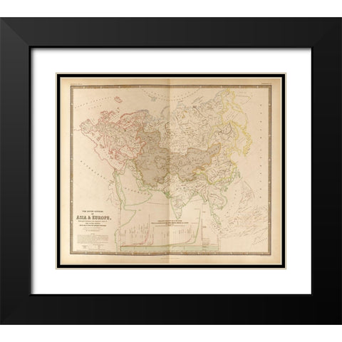 River Systems of Asia and Europe Black Modern Wood Framed Art Print with Double Matting by Vintage Maps