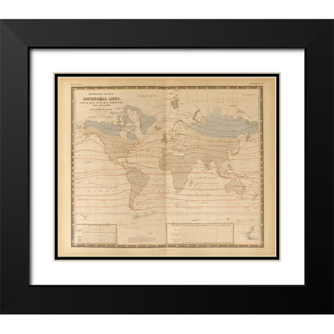 Mean Temperature Across the Globe Isothermal Lines Black Modern Wood Framed Art Print with Double Matting by Vintage Maps