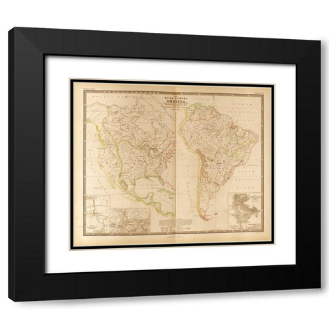 River Systems in the Americas Black Modern Wood Framed Art Print with Double Matting by Vintage Maps