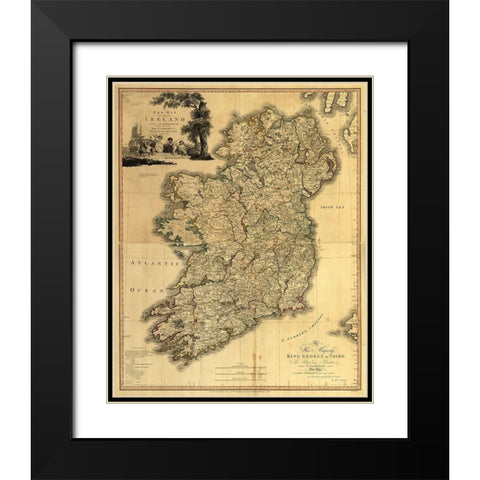 Memoir Map of Ireland 1797 Black Modern Wood Framed Art Print with Double Matting by Vintage Maps