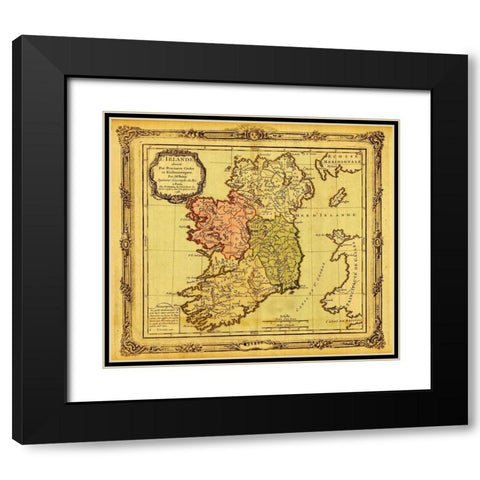 Ireland pictured in Ecclesiastical Divisions 1766 Black Modern Wood Framed Art Print with Double Matting by Vintage Maps