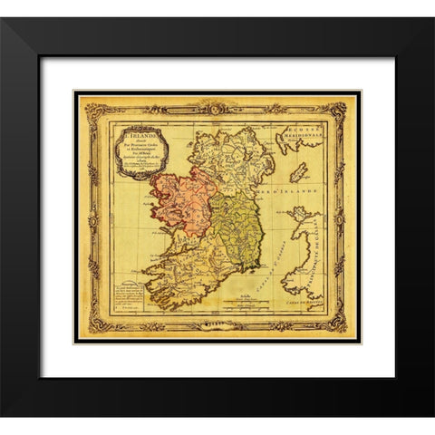 Ireland pictured in Ecclesiastical Divisions 1766 Black Modern Wood Framed Art Print with Double Matting by Vintage Maps