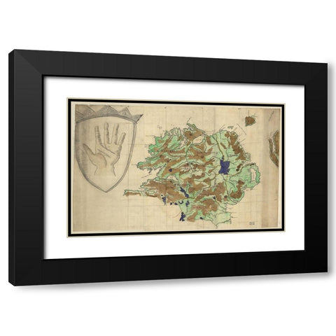 Ulster Ireland 1885 Black Modern Wood Framed Art Print with Double Matting by Vintage Maps